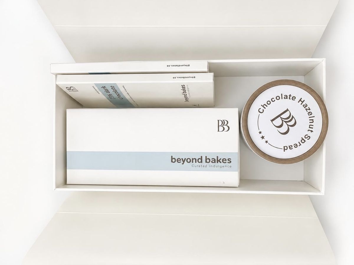 Beyond Bakes 73% dark chocolate hamper with hazelnut spread